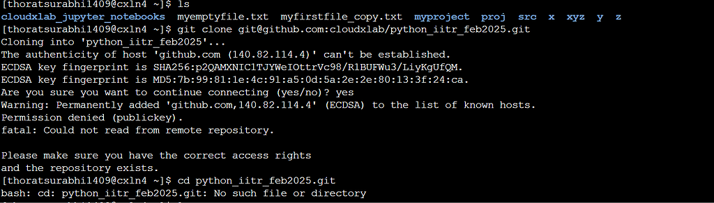 I am not able to clone the repository - Lab Support - CloudxLab Discussions