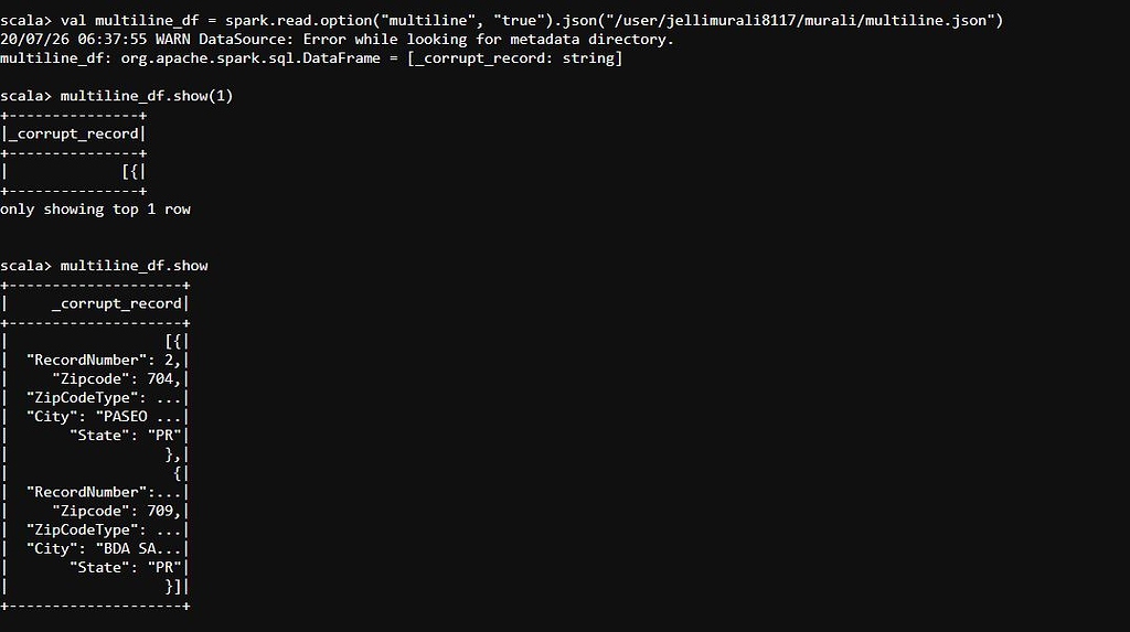 JSON Multiline Df creation Lab Support CloudxLab Discussions